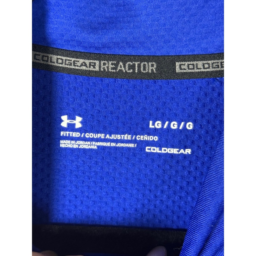 Under Armour Mens ColdGear Reactor Fitted Mock Neck Long Sleeve Blue Large - Picture 3 of 10
